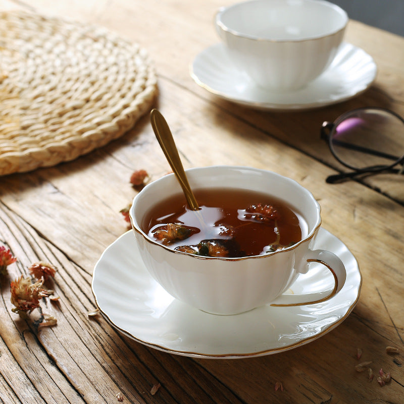 English Style Afternoon Tea Cup Set with Gold Trim