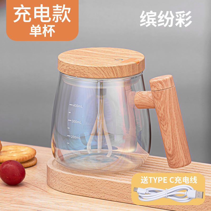 Japanese Automatic Stirring Glass Mug for Coffee & More