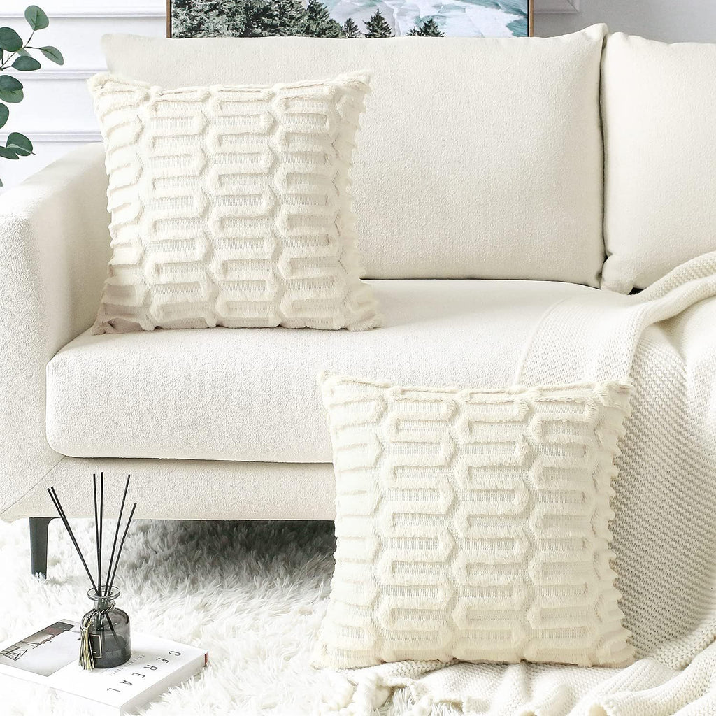 Creative Geometric Plush Pillow Cover for Living Room