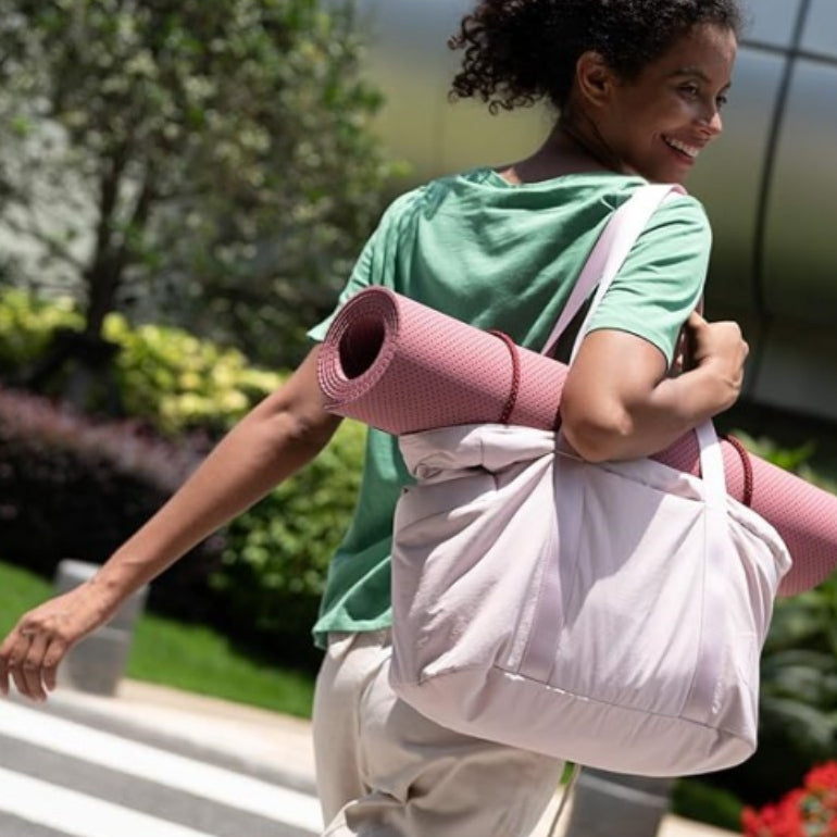 Large Capacity Women's Shoulder Bag with Yoga Mat Buckle