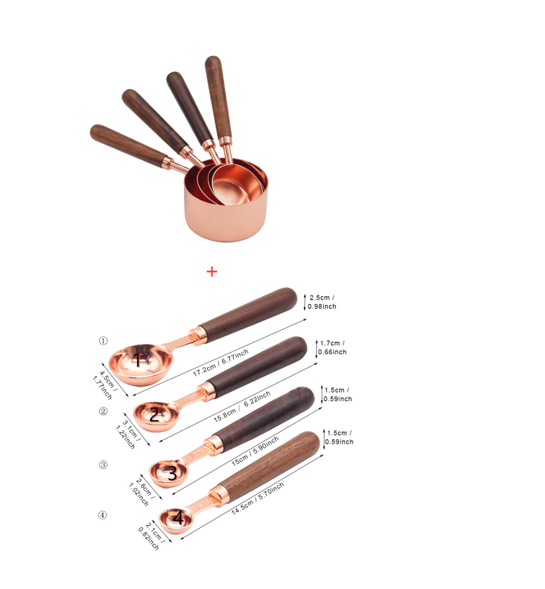 Measuring Cup Set with Rose Gold Stainless Steel Spoons
